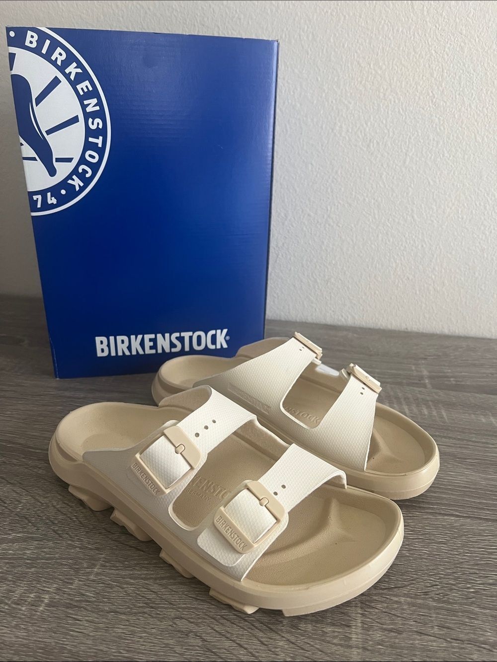 Birkenstock Mogami Terra 2 Strap Sandals Apex Eggshell Birko-Flor NEW 38/US 7